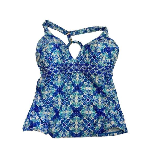 La Blanca True Blue Goddess Halterkini Top sz 10 - Picture 1 of 7